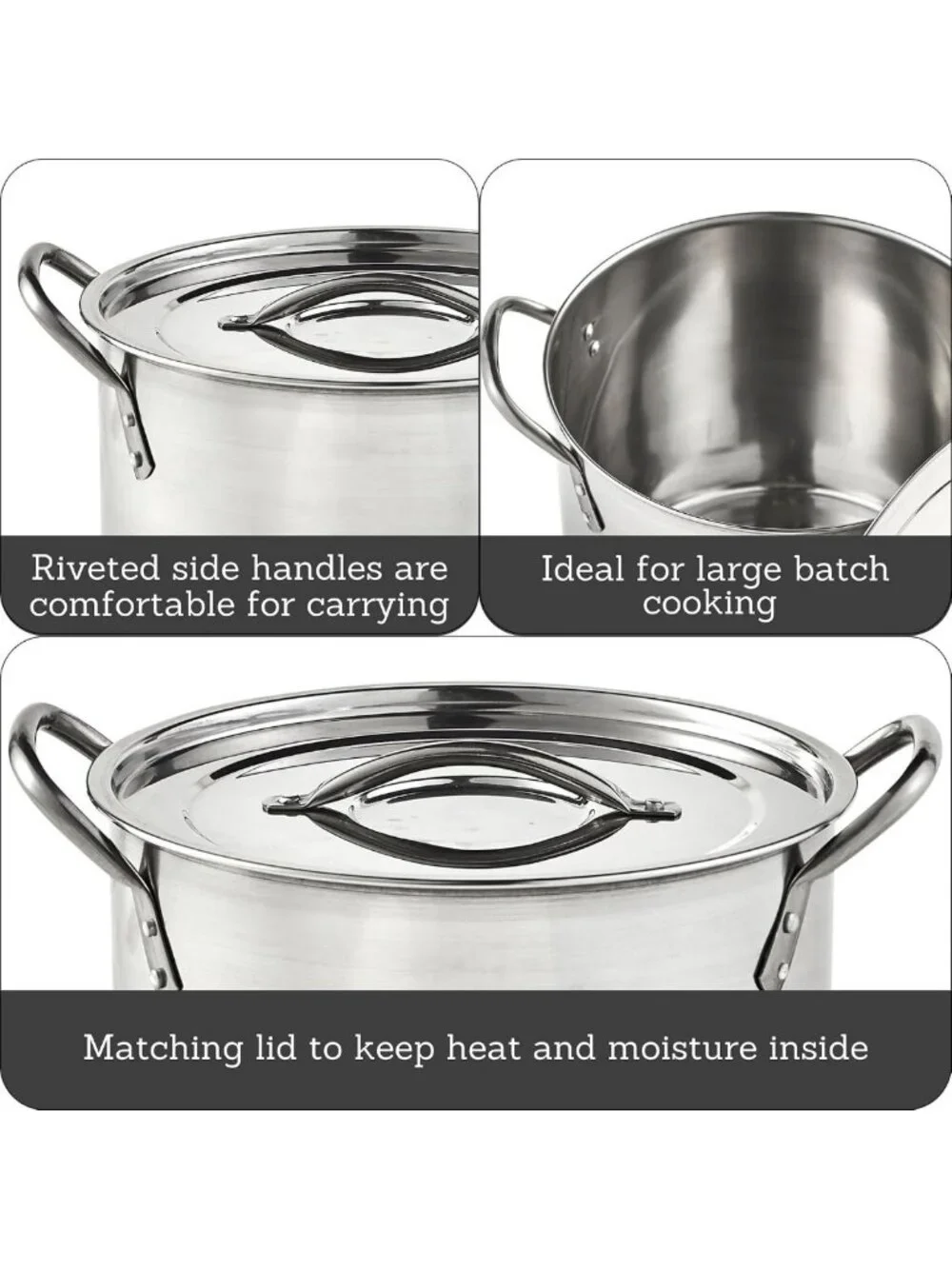 20 Quart Stainless Steel Stock Pot with Lid - Durable, Versatile Cooking